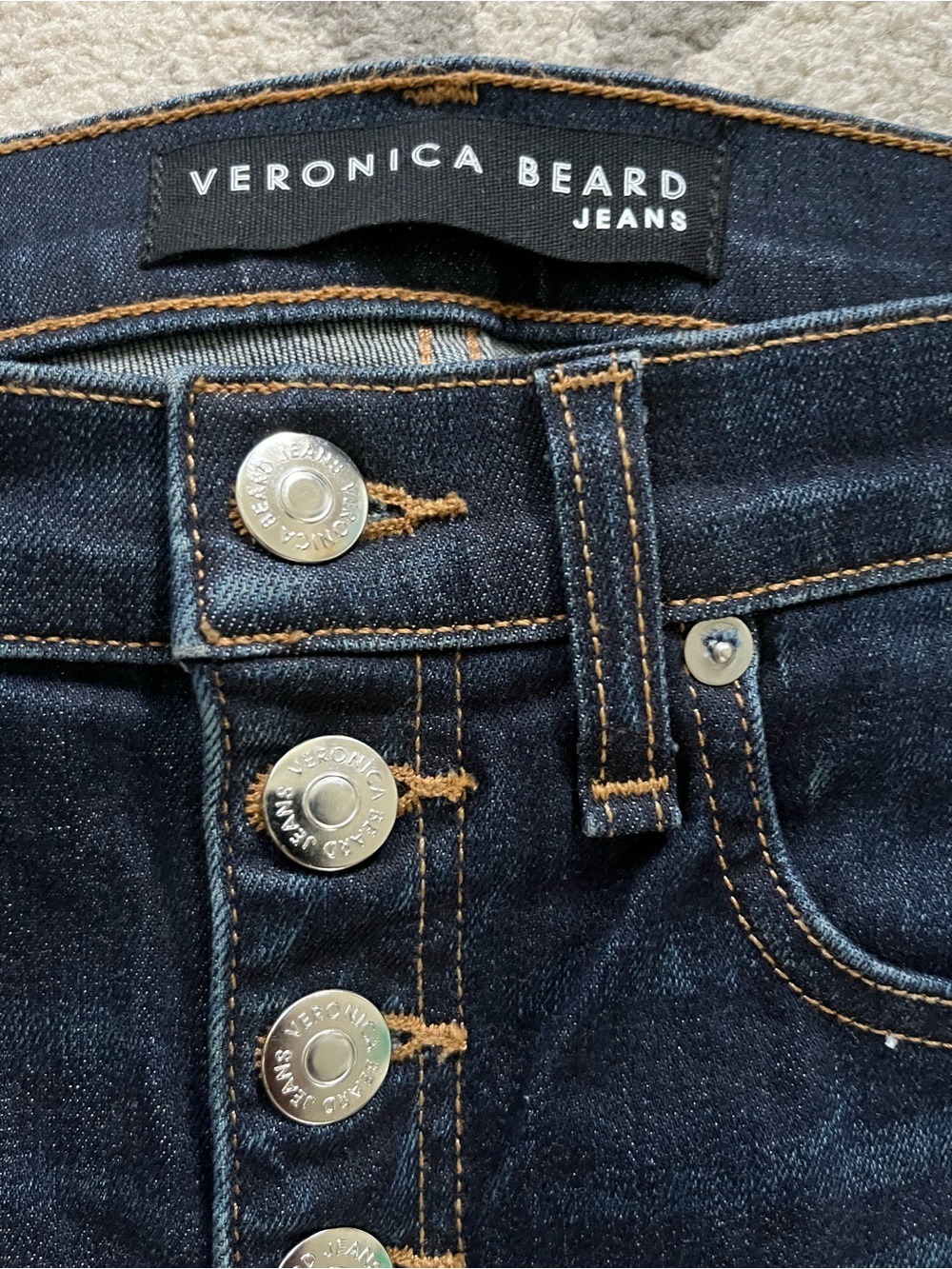 Veronica Beard Dark Blue Carolyn Cropped Boot Cut Jeans Flair High Rise - Picture 6 of 9